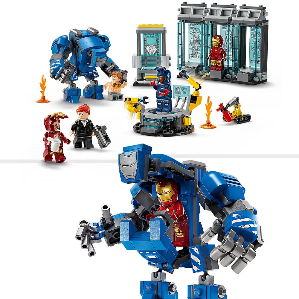 LEGO Marvel: Laboratorul lui Iron Man - Sala armurilor 76315, 8 ani+, 384 piese