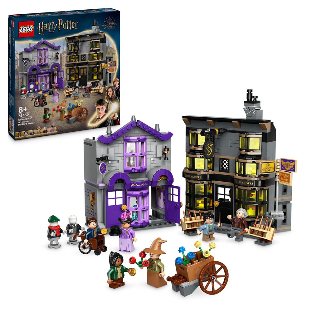 LEGO Harry Potter: Magazinul de baghete Ollivander si magazinul de haine al lui Madam Malkin 76439, 8 ani+, 744 piese