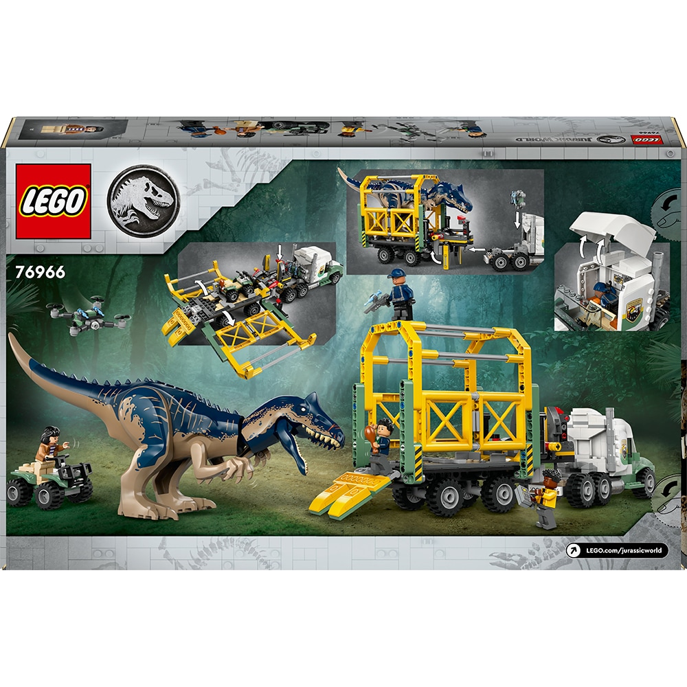 LEGO Jurassic World: Misiunea Dinozaur - Camion de transport pentru un Allosaurus 76966, 8 ani+, 588 piese