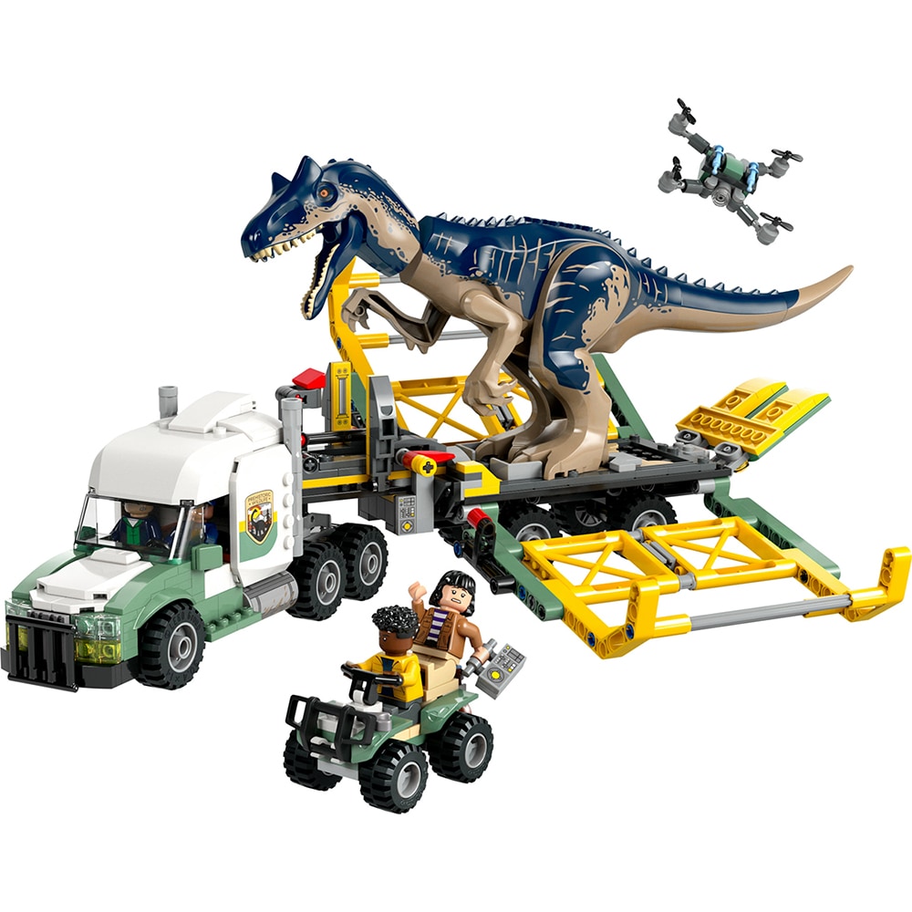 LEGO Jurassic World: Misiunea Dinozaur - Camion de transport pentru un Allosaurus 76966, 8 ani+, 588 piese