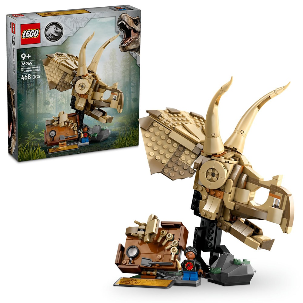 LEGO Jurassic World: Fosile de dinozaur - craniu de Triceratops 76969, 9 ani+, 468 piese
