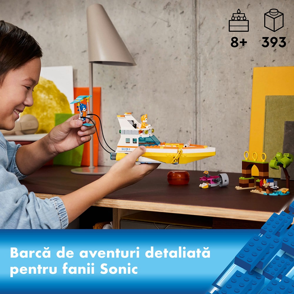 LEGO Sonic The Hedgehog: Barca de aventuri a lui Tails 76997, 8 ani+, 393 piese