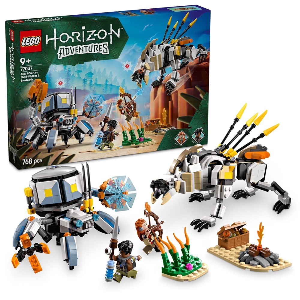 LEGO Horizon Adventures: Aloy si Varl vs. Shell-Walker si Sawtooth 77037, 9 ani, 768 piese