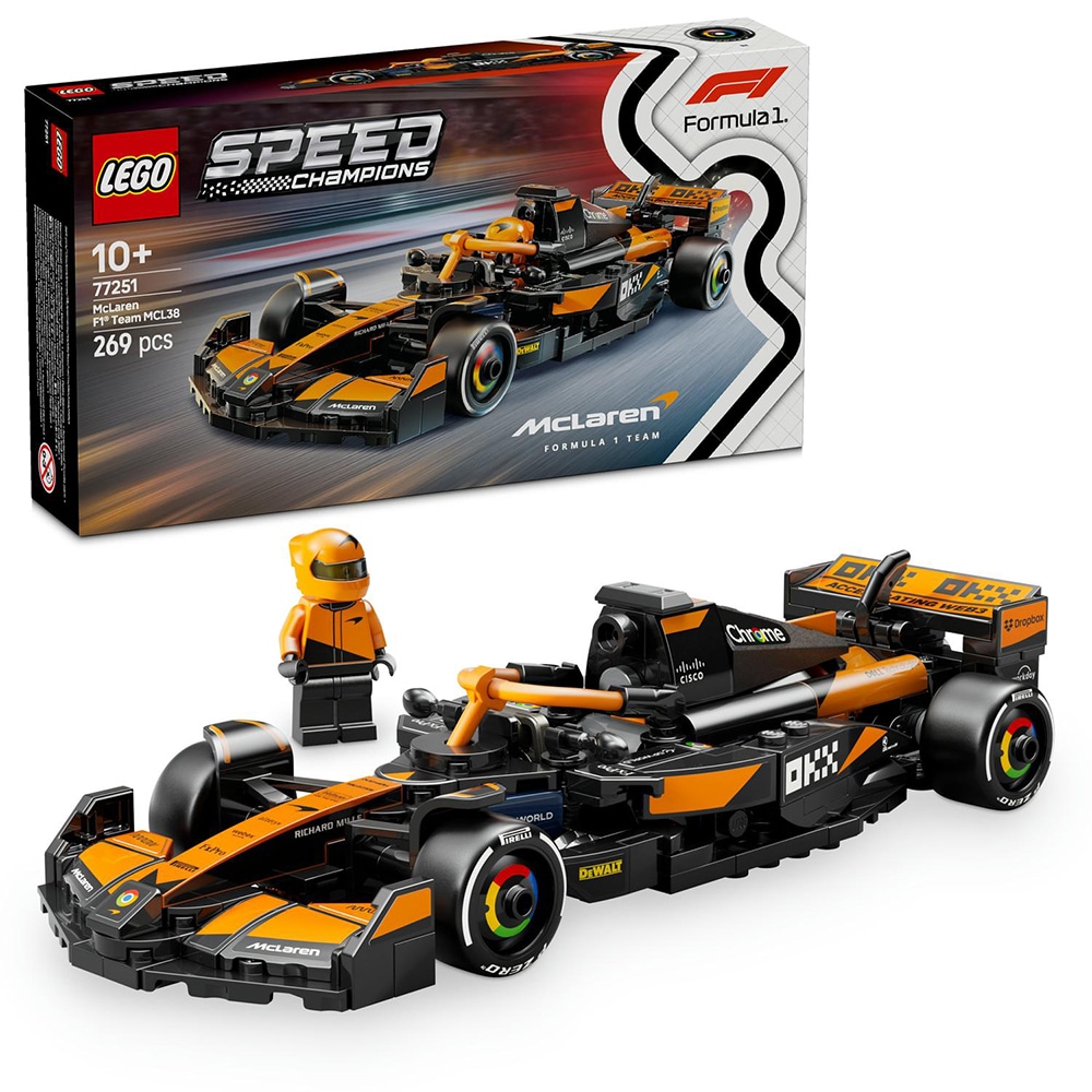 LEGO Speed Champions: Masina de curse McLaren F1 Team MCL38 77251, 10 ani+, 269 piese