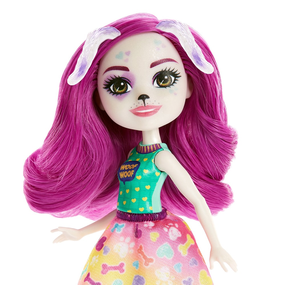 Set papusa ENCHANTIMALS City Tails Main Street - Familia Dessei Dalmatian MTHKN14, 4 ani+, multicolor
