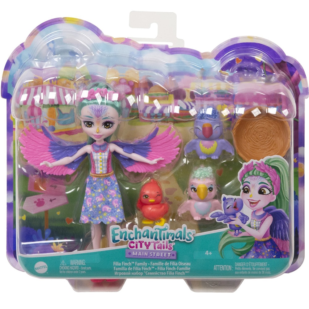 Set papusa ENCHANTIMALS Familia Filiei Finch MTHKN15, 4 ani+, multicolor