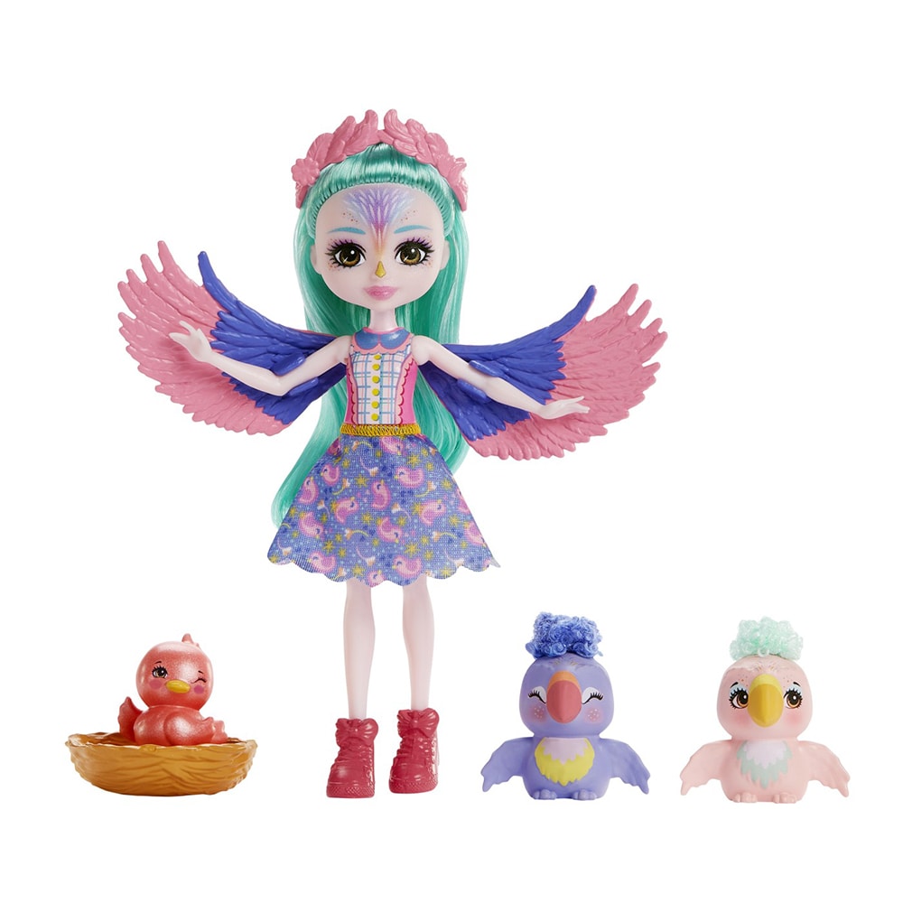 Set papusa ENCHANTIMALS Familia Filiei Finch MTHKN15, 4 ani+, multicolor