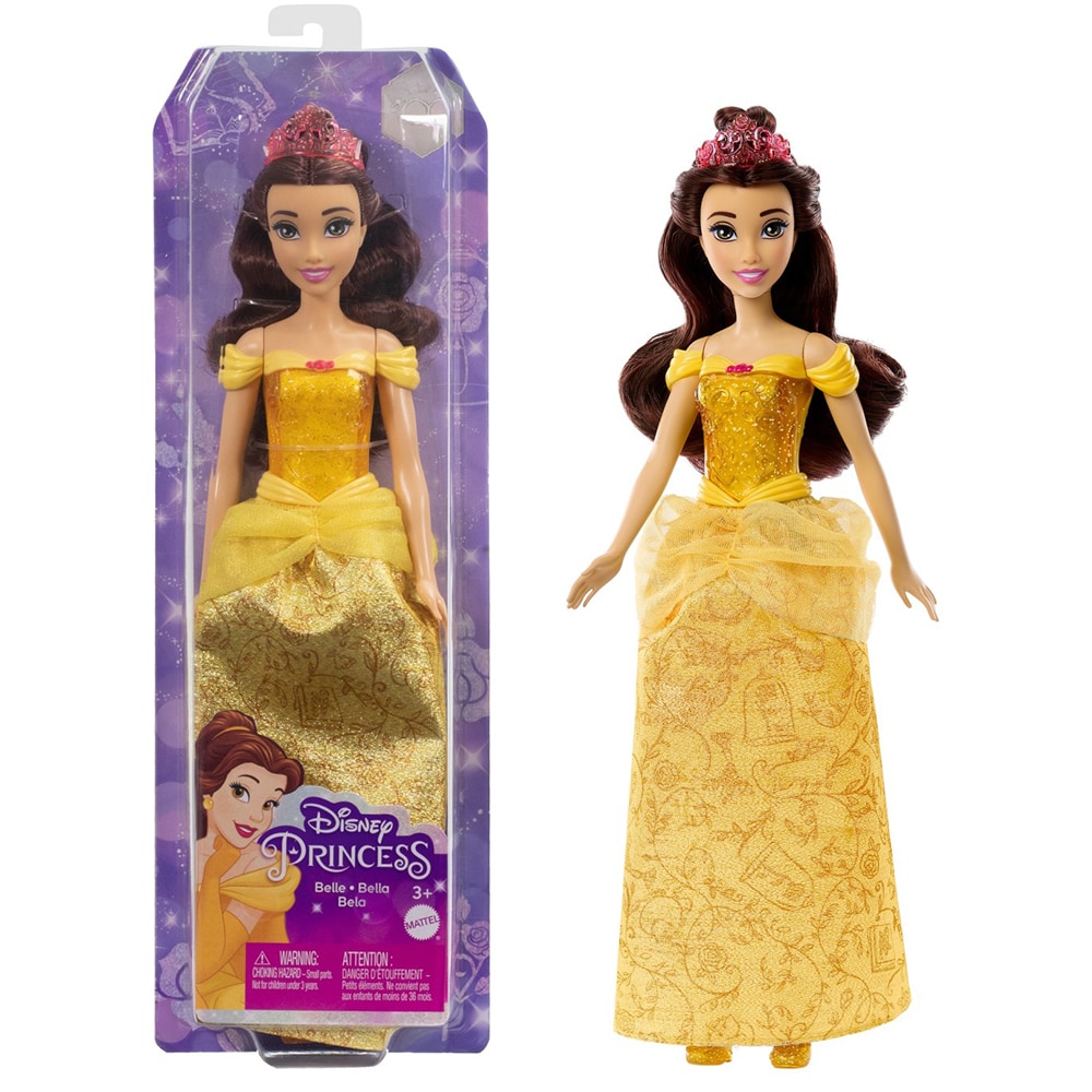 Papusa DISNEY PRINCESS Belle MTHLW11, 3 ani+, galben-auriu