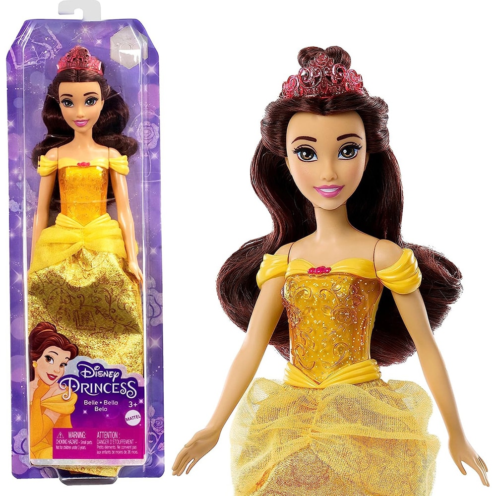 Papusa DISNEY PRINCESS Belle MTHLW11, 3 ani+, galben-auriu