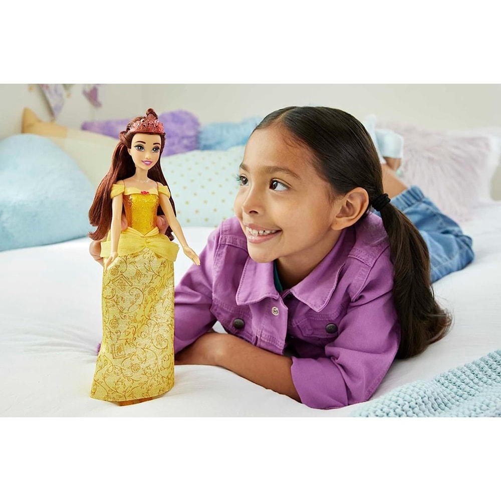Papusa DISNEY PRINCESS Belle MTHLW11, 3 ani+, galben-auriu