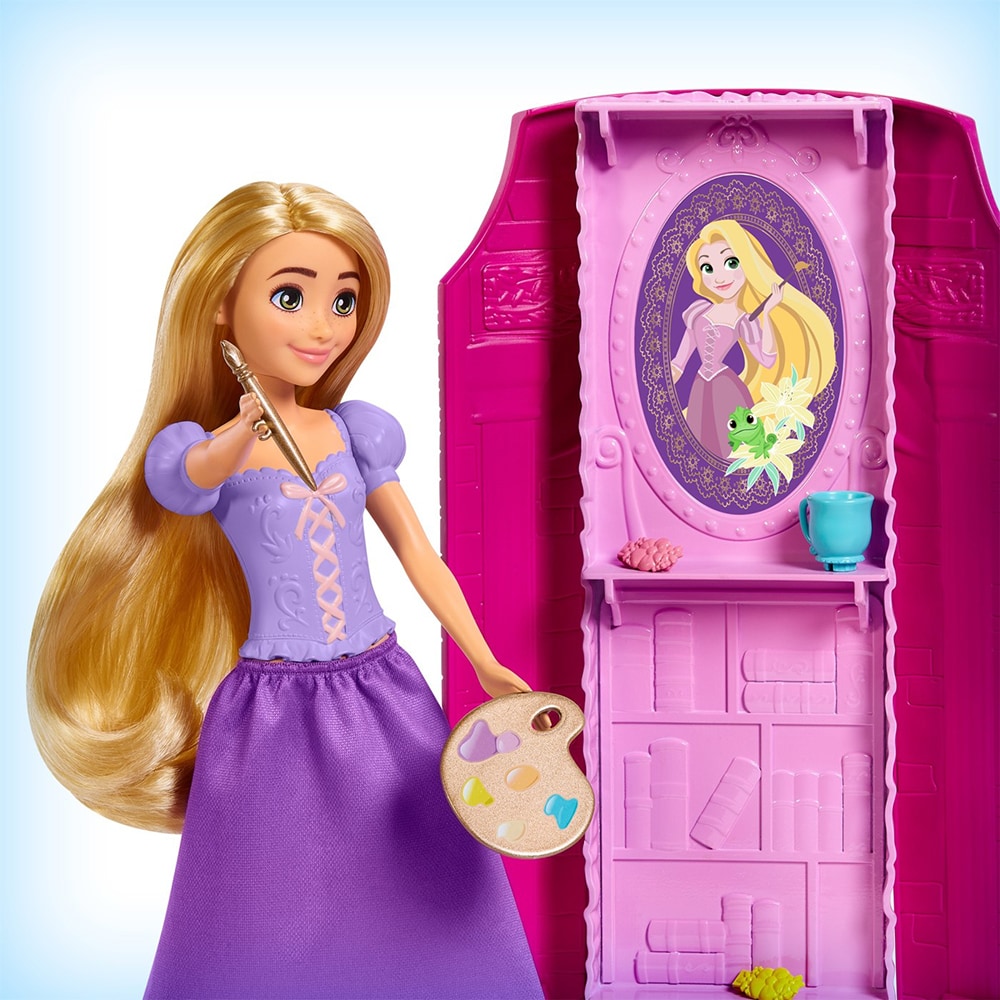 Papusa DISNEY PRINCESS Rapunzel pictorita MTHND68, 3 ani+, mov-roz