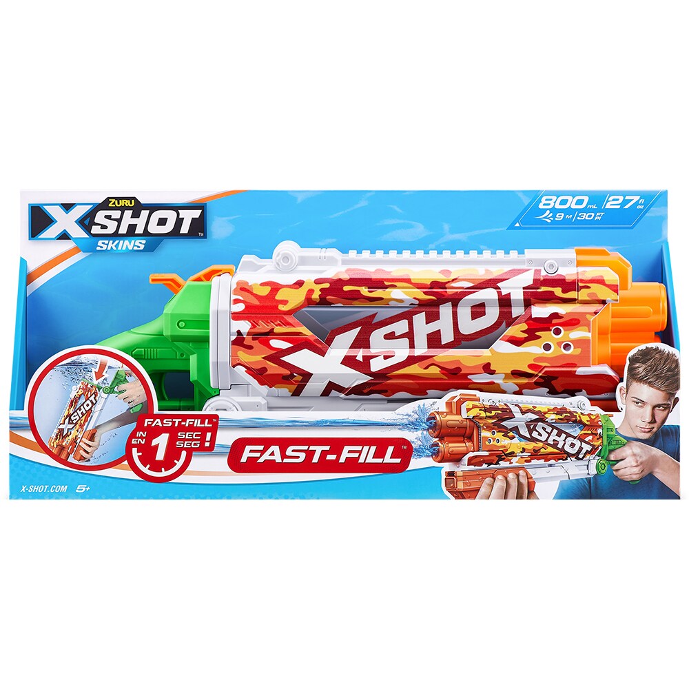 Jucarie de rol X-SHOT Skins Shotgun - Sun Camo SH118552O, 5 ani+, portocaliu-verde