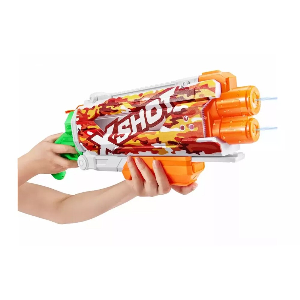 Jucarie de rol X-SHOT Skins Shotgun - Sun Camo SH118552O, 5 ani+, portocaliu-verde