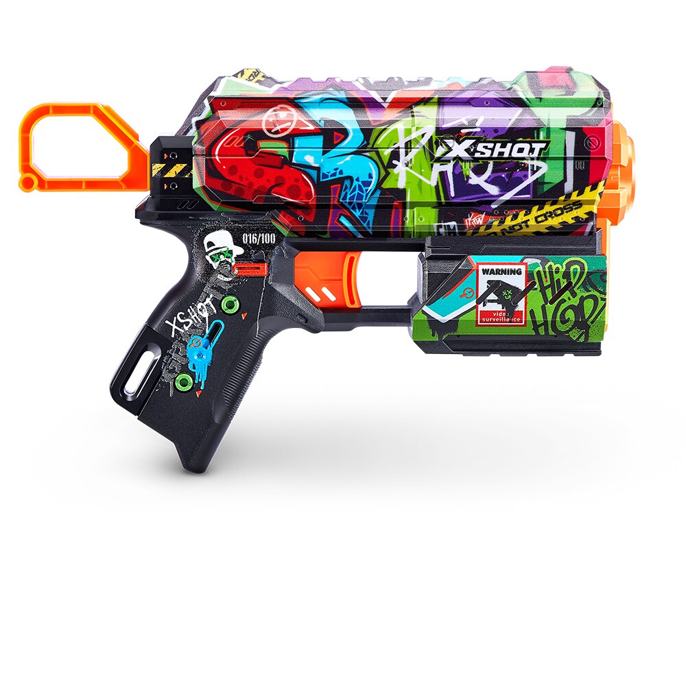 Jucarie de rol X-SHOT Skins Flux Dart Blaster - Illustrate SH36516O, 8 ani+, negru-alb