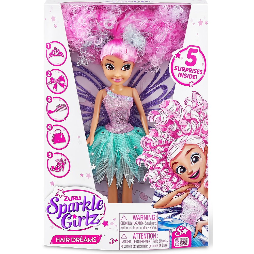 Papusa SPARKLE GIRLZ Hair Dreams SK100313O, 3 ani+, mov-roz
