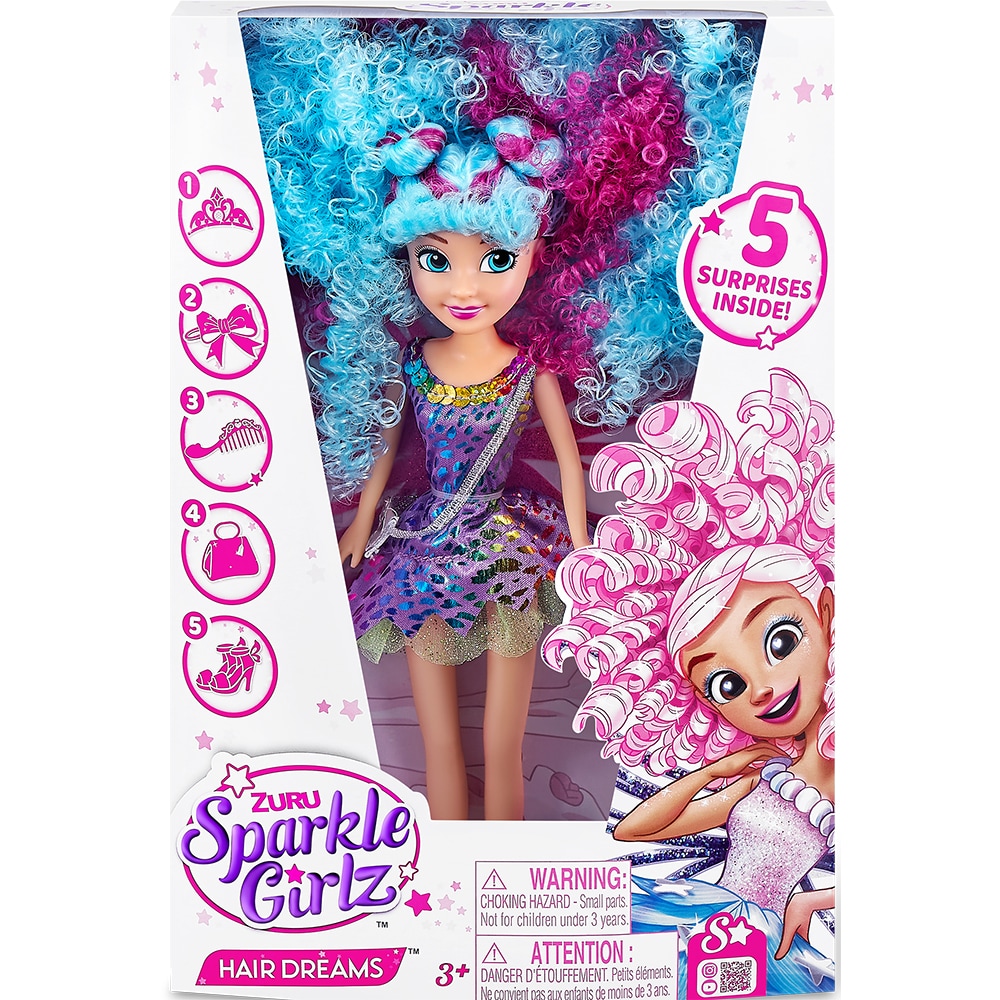 Papusa SPARKLE GIRLZ Hair Dreams SK100313O, 3 ani+, mov-roz