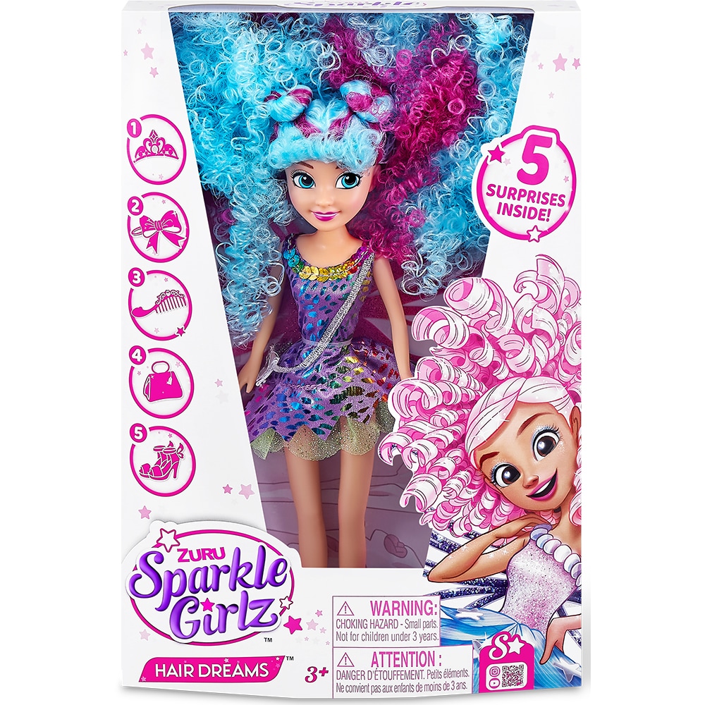 Papusa SPARKLE GIRLZ Hair Dreams - Curcubeu SK100316O, 3 ani+, multicolor