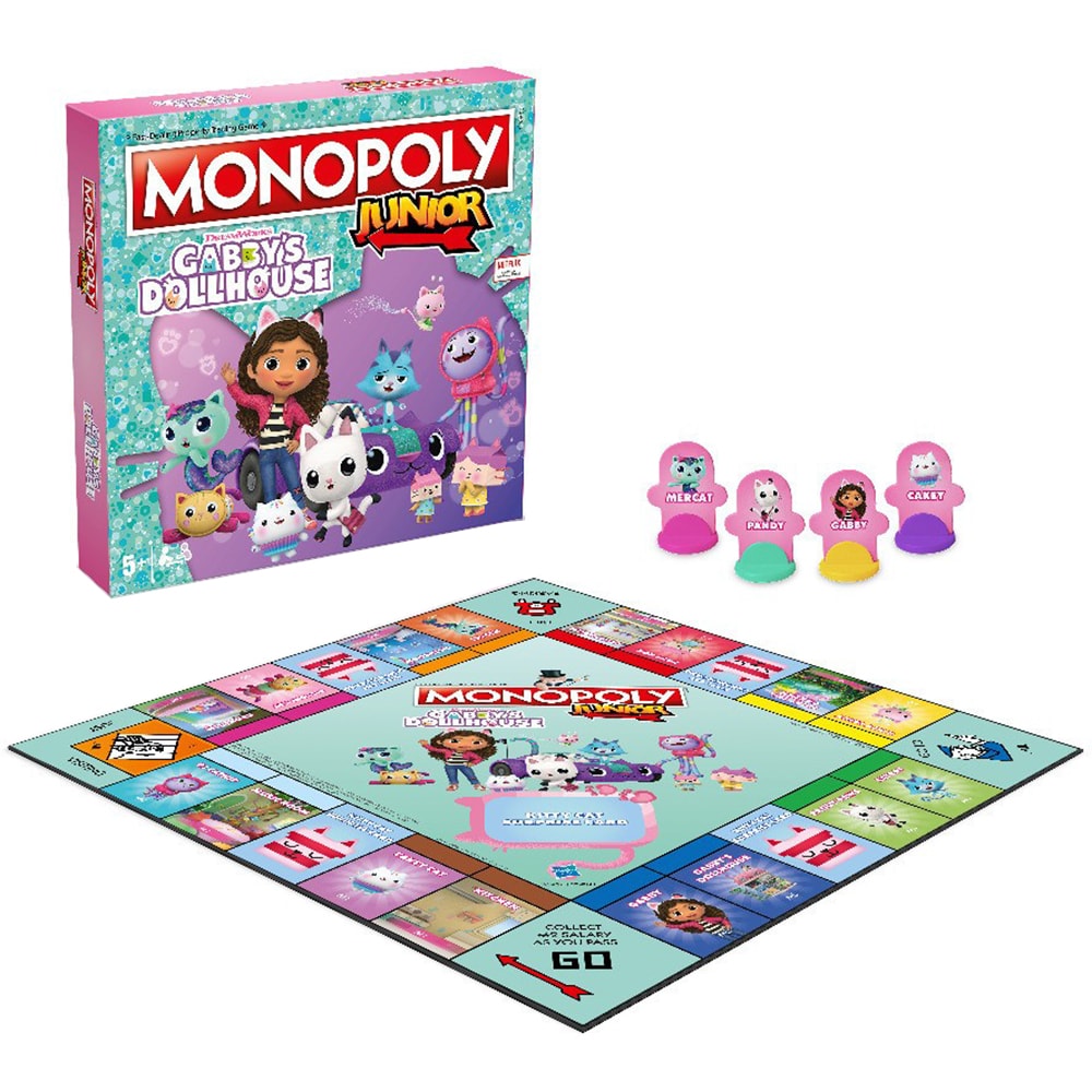 Joc de societate MONOPOLY Junior - Gabby's Dollhouse WM04157, 5 ani+, 2-4 jucatori