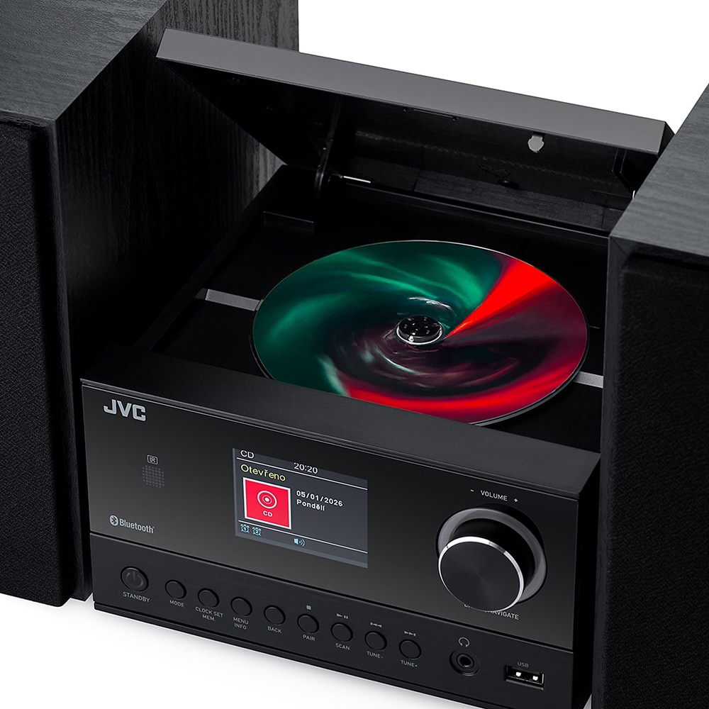 Microsistem audio JVC UX-E225B, 30W, Bluetooth, USB, CD, Radio FM, negru