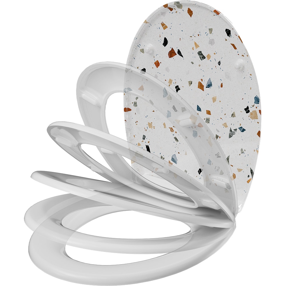 Capac WC GOODHOME Diani K03TRZ, inchidere lenta, duroplast, terrazzo