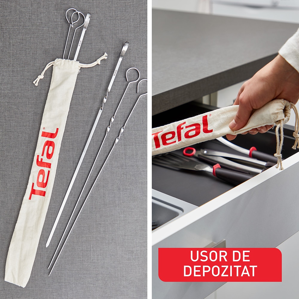 Set 6 bete frigarui XL TEFAL K185S734, inox, argintiu