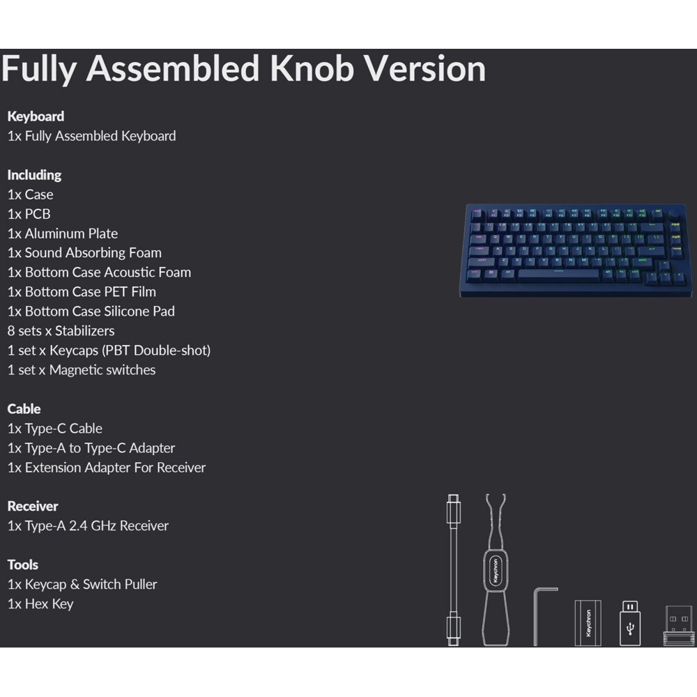 Tastatura Gaming Wireless magnetica KEYCHRON K18 He Witch Frost, Bluetooth, USB, negru