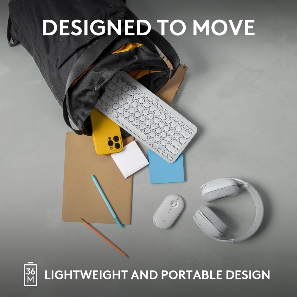 Tastatura Wireless LOGITECH Pebble Keys 2 K380s Multi-Device, Bluetooth, Layout US INT, alb