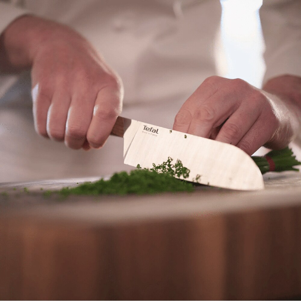 Cutit Santoku TEFAL Paul Bocuse K4221104, 16.5 cm, inox, maro