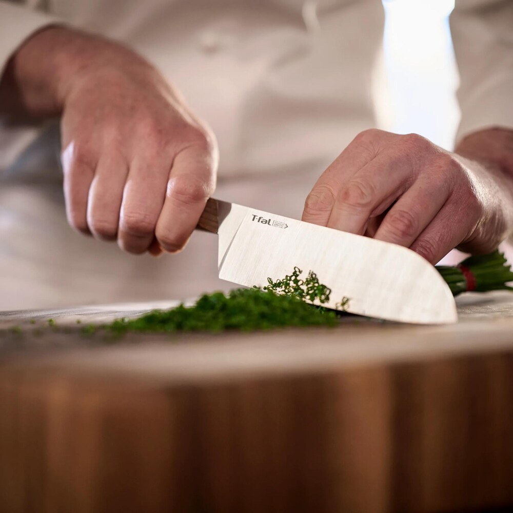 Cutit Santoku TEFAL Paul Bocuse K4221104, 16.5 cm, inox, maro