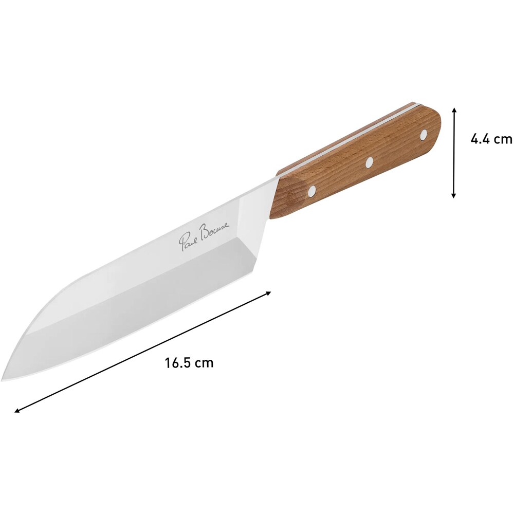 Cutit Santoku TEFAL Paul Bocuse K4221104, 16.5 cm, inox, maro
