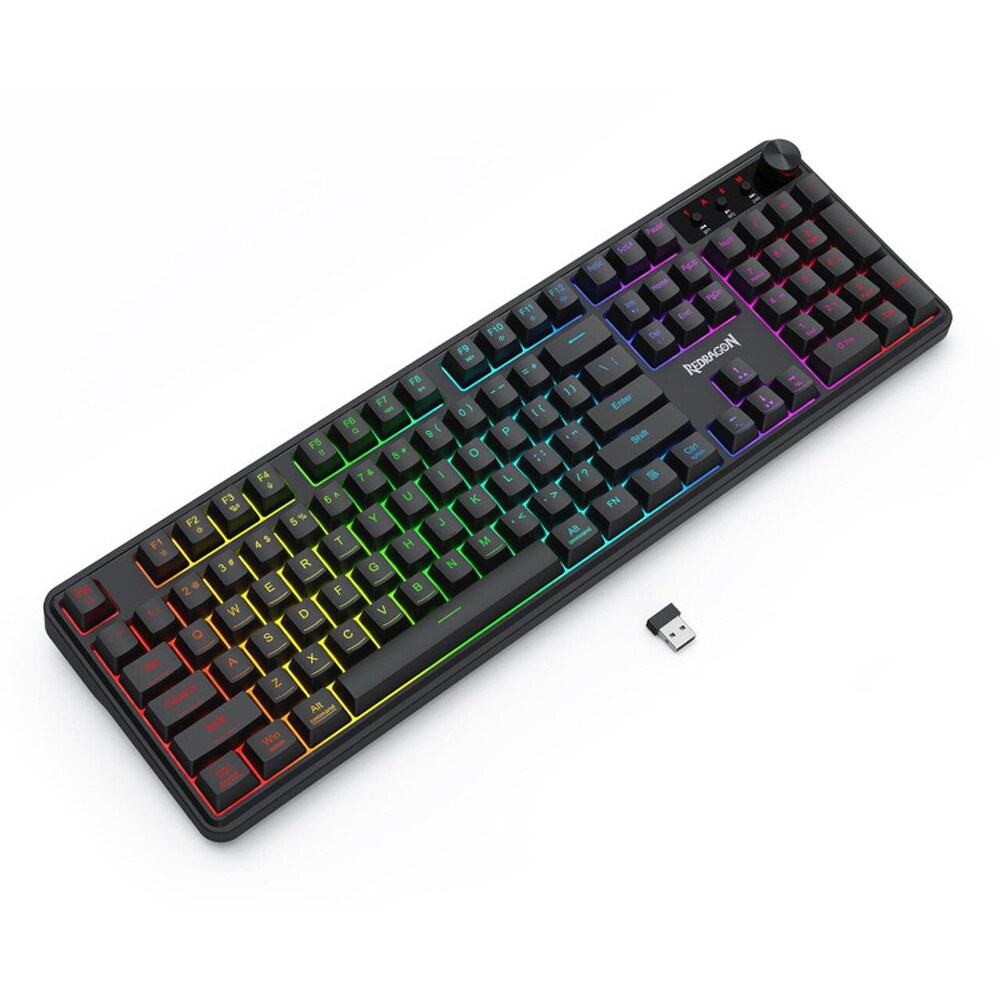 Tastatura Gaming Wireless REDRAGON Vulcano, Bluetooth, USB, Layout US, negru