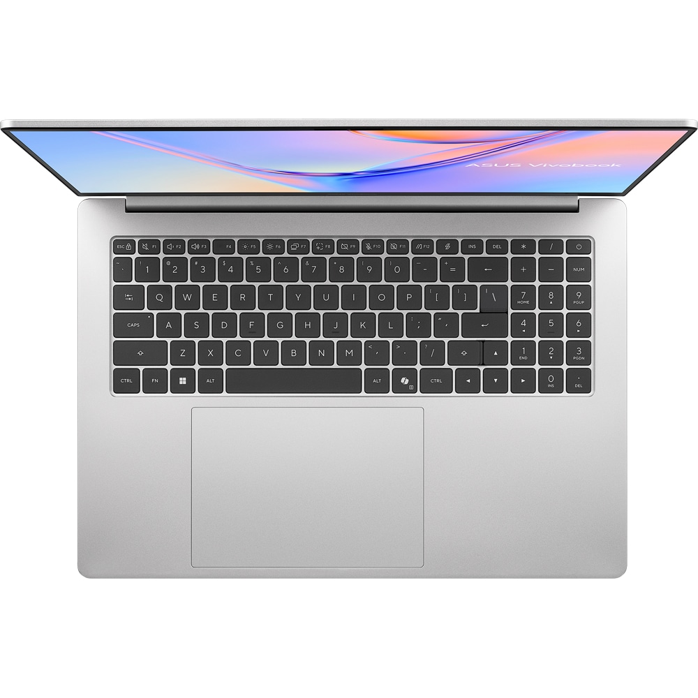 Laptop ASUS Vivobook S16 K5652MA-TK208, Intel Core 7 350 pana la 4.8GHz, 16" WUXGA, 16GB, SSD 512GB, Intel Graphics, Free Dos, Cool Silver