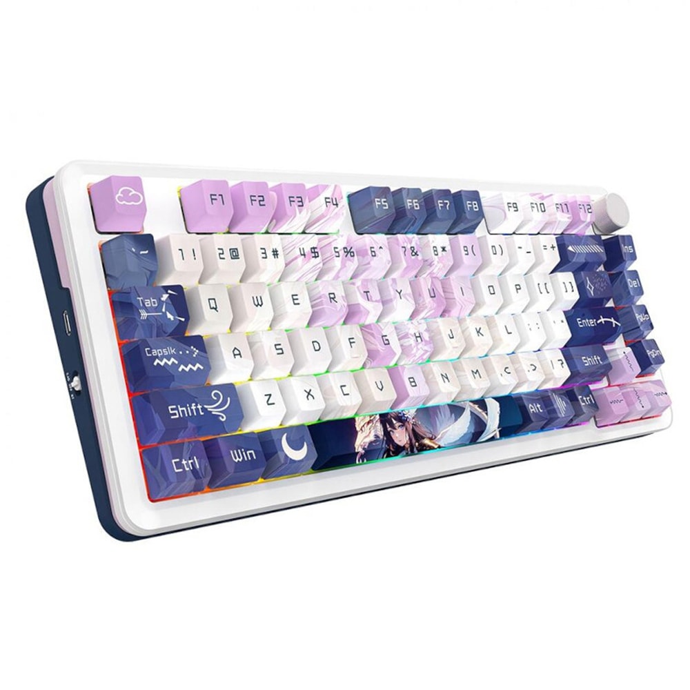 Tastatura Gaming Wireless mecanica REDRAGON Cyrus Pro, Bluetooth, USB, Layout US, alb
