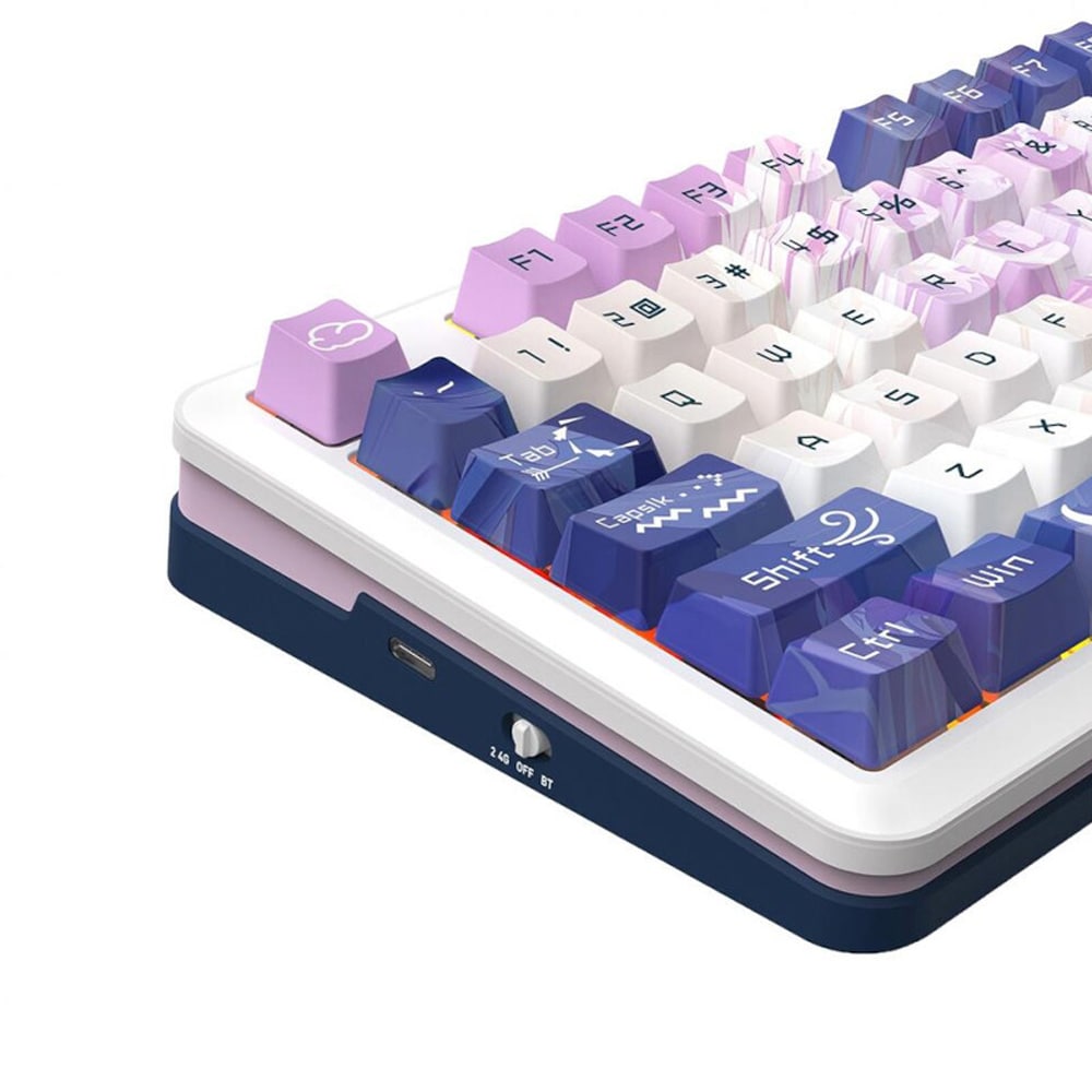Tastatura Gaming Wireless mecanica REDRAGON Cyrus Pro, Bluetooth, USB, Layout US, alb
