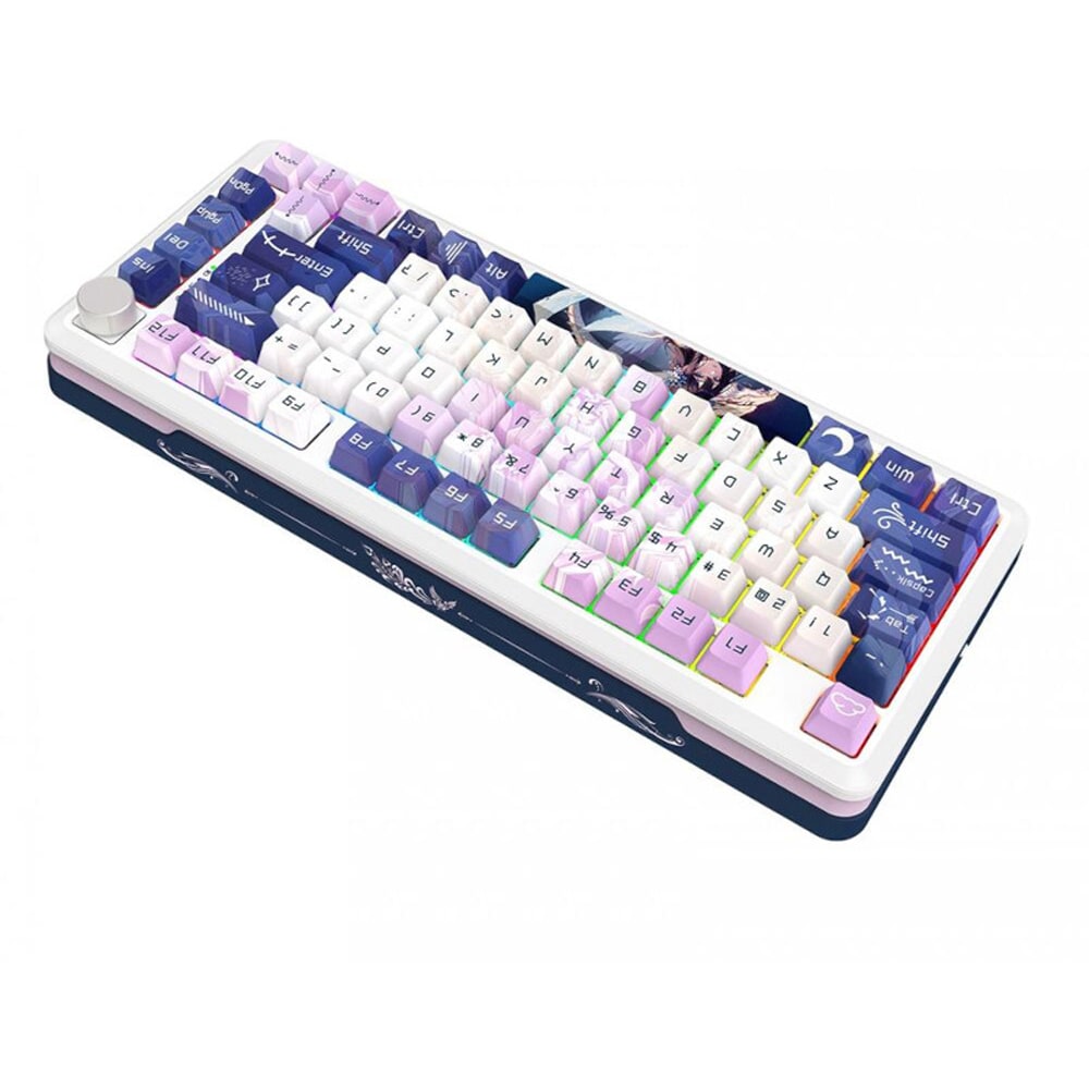Tastatura Gaming Wireless mecanica REDRAGON Cyrus Pro, Bluetooth, USB, Layout US, alb