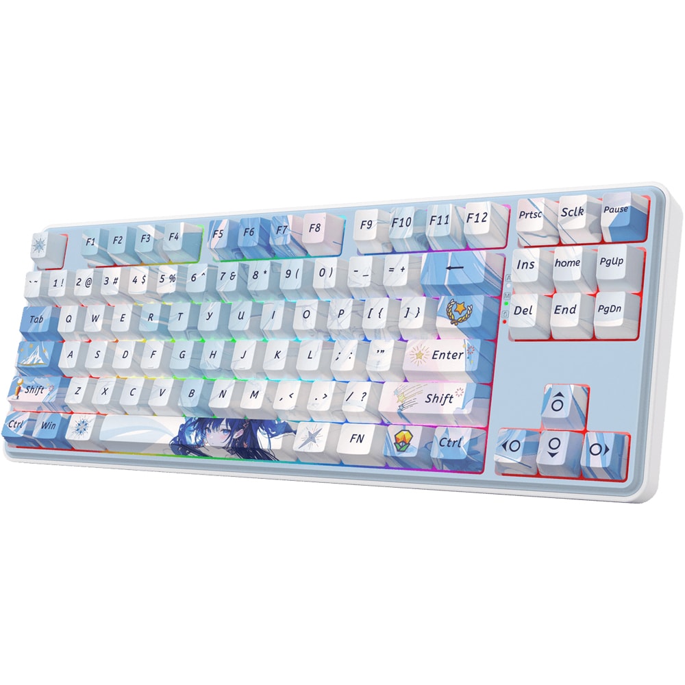 Tastatura Gaming Wireless mecanica REDRAGON Star Blade K707 Pro, Bluetooth, USB, Layout US, alb