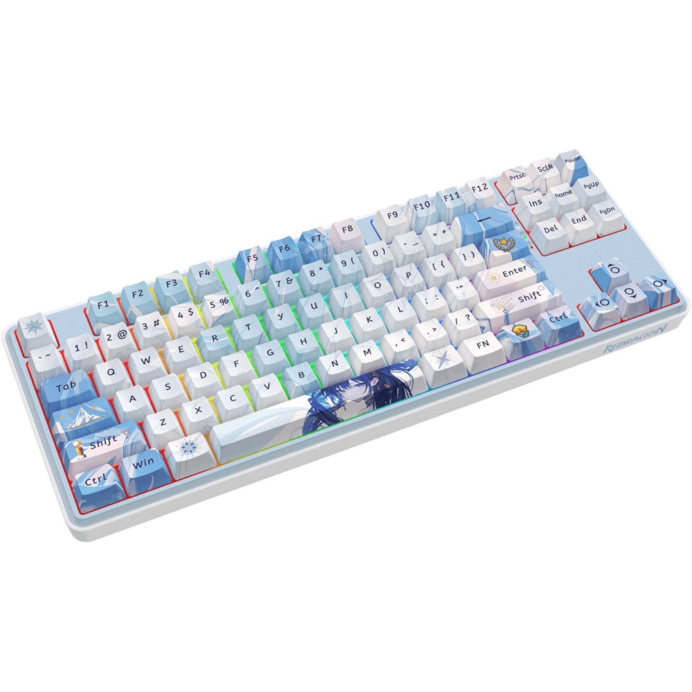 Tastatura Gaming Wireless mecanica REDRAGON Star Blade K707 Pro, Bluetooth, USB, Layout US, alb