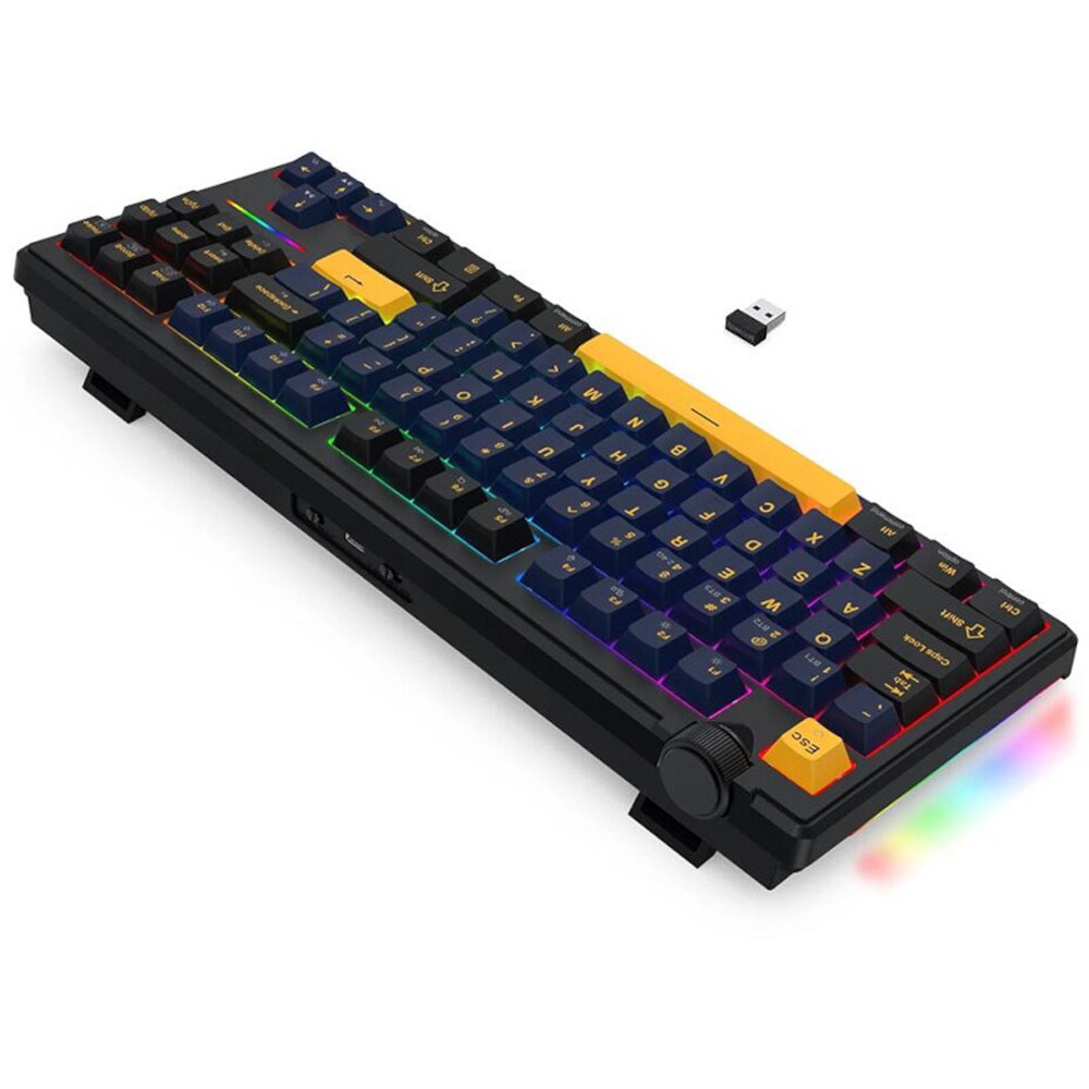Tastatura Gaming Wireless mecanica REDRAGON Cyclone Pro TKL, Bluetooth, USB, Layout US, negru