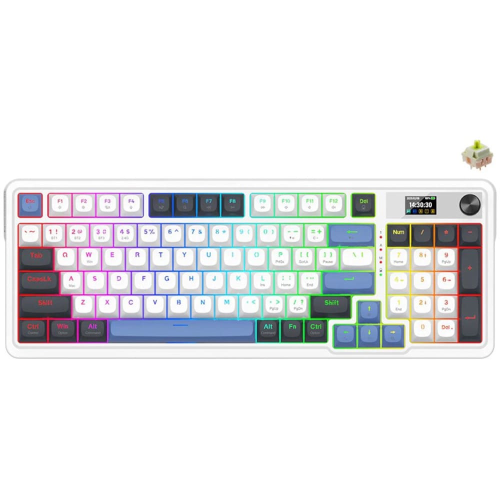 Tastatura Gaming Wireless mecanica REDRAGON Galatin Pro, Bluetooth, USB, Layout US, alb