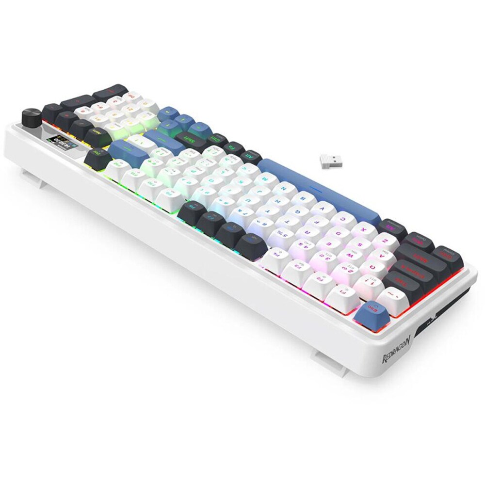 Tastatura Gaming Wireless mecanica REDRAGON Galatin Pro, Bluetooth, USB, Layout US, alb