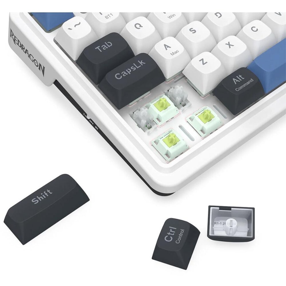 Tastatura Gaming Wireless mecanica REDRAGON Galatin Pro, Bluetooth, USB, Layout US, alb