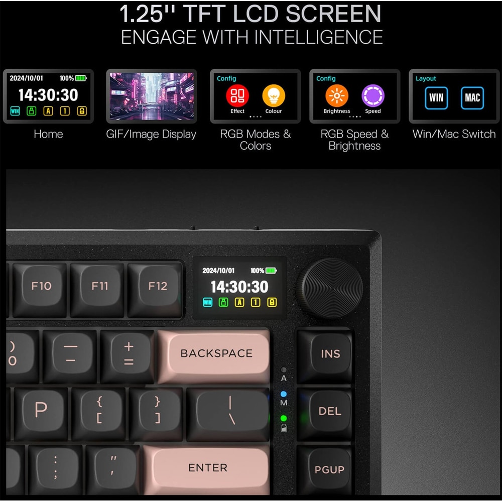 Tastatura Gaming Wireless mecanica REDRAGON Eclipse K720 Pro, Bluetooth, USB, Layout US, negru