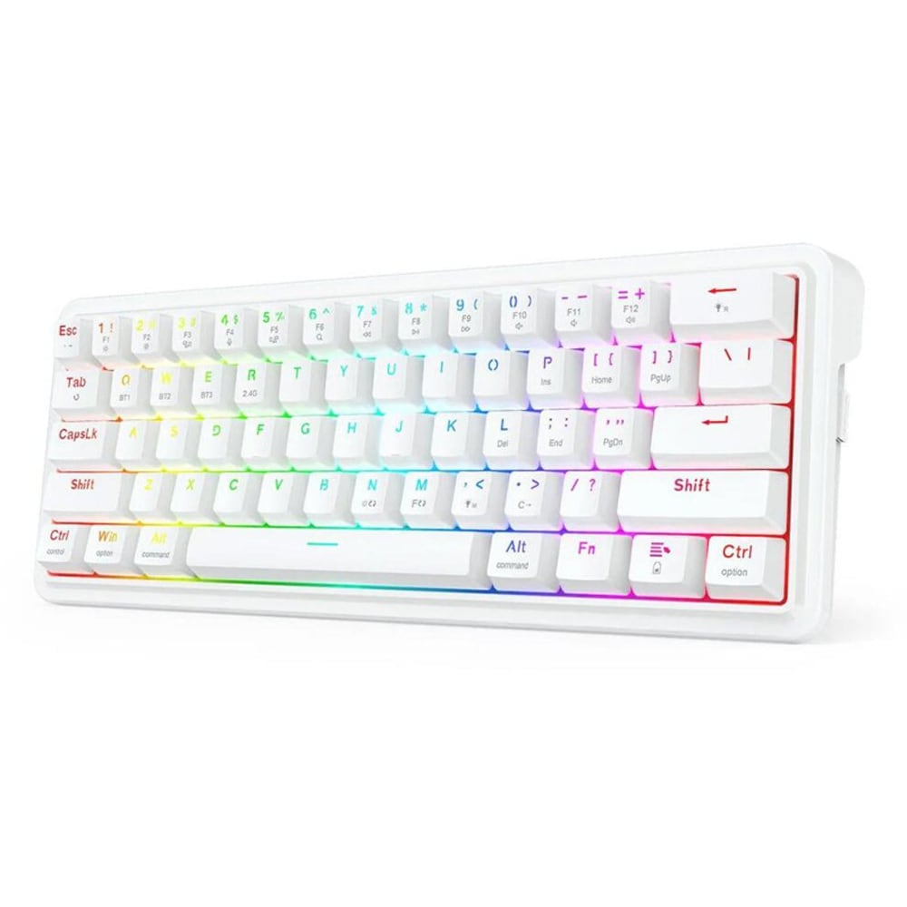 Tastatura Gaming Wireless mecanica REDRAGON Draconic V2 Pro, Bluetooth, USB, Layout US, alb