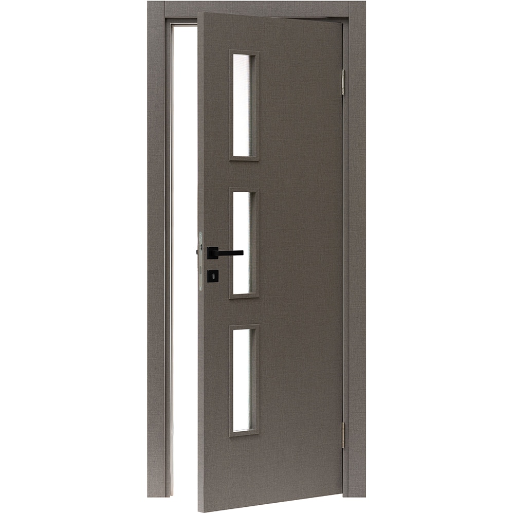 Usa interior Karpat Solo, cu geam, reversibila, MDF, 68 x 203 cm, gri twist
