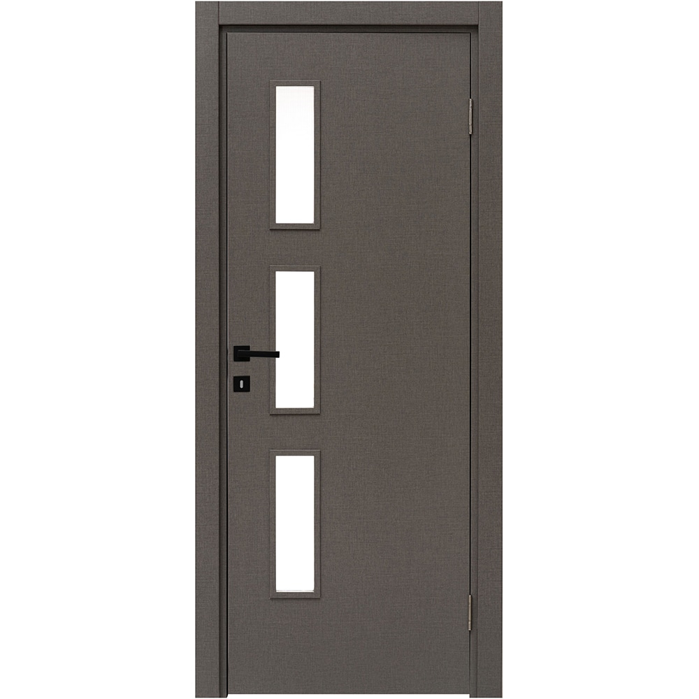 Usa interior Karpat Solo, cu geam, reversibila, MDF, 68 x 203 cm, gri twist
