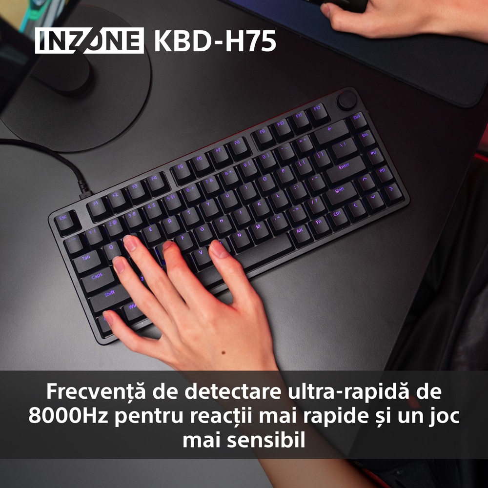 Tastatura Gaming Mecanica SONY INZONE K8D-H75 TKL, USB, Layout US, negru