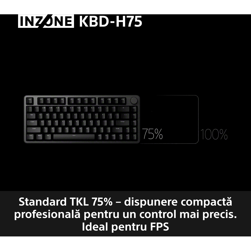 Tastatura Gaming Mecanica SONY INZONE K8D-H75 TKL, USB, Layout US, negru