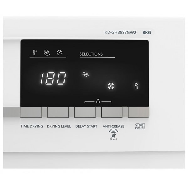 Uscator de rufe SHARP KD-GHB8S7GW2-EE, Pompa de caldura, 8kg, 15 programe, Clasa A++, alb