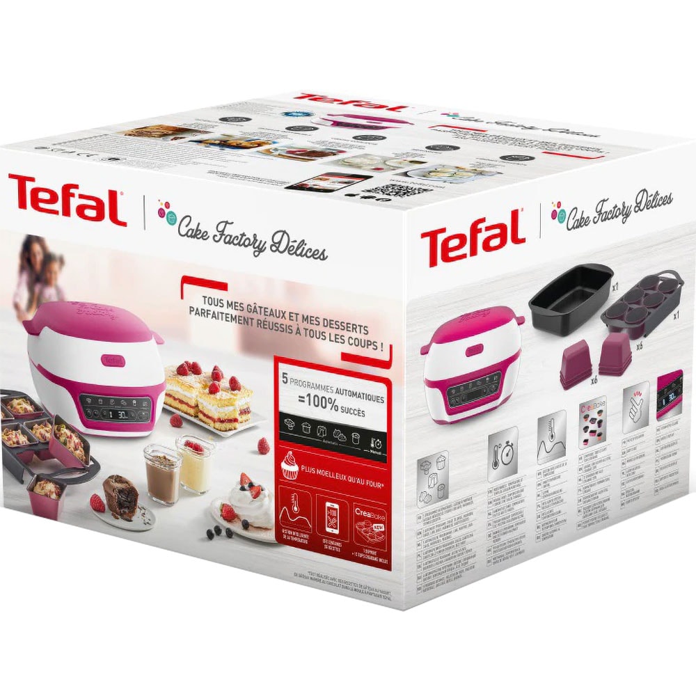 Aparat pentru desert TEFAL Cake Factory Delices KD810112, 1100W, alb-roz