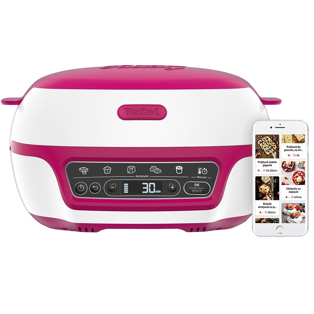 Aparat pentru desert TEFAL Cake Factory Delices KD810112, 1100W, alb-roz